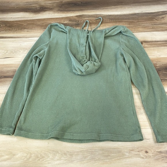 Rainforest Mens Olive Green Waffle Knit Thermal Hoodie Large L - Picture 8 of 8